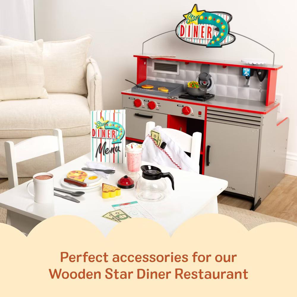Star Diner Restaurant 41pk Play Set with Toy Food, Cookware & Play Kitchen Accessories - Image 9