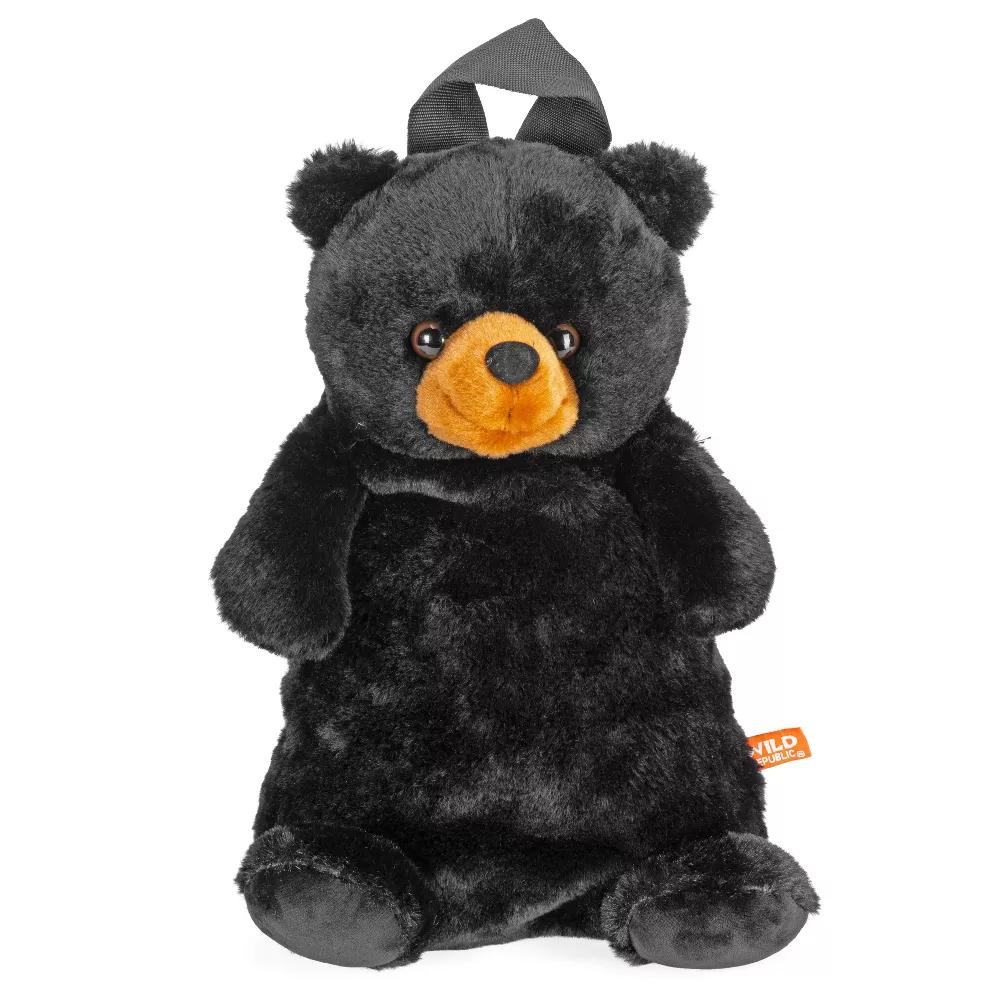 Backpack Black Bear, Mini Backpack, Animal Bag, 14 Inches, Gift for Kids, Plush Zoo Animal