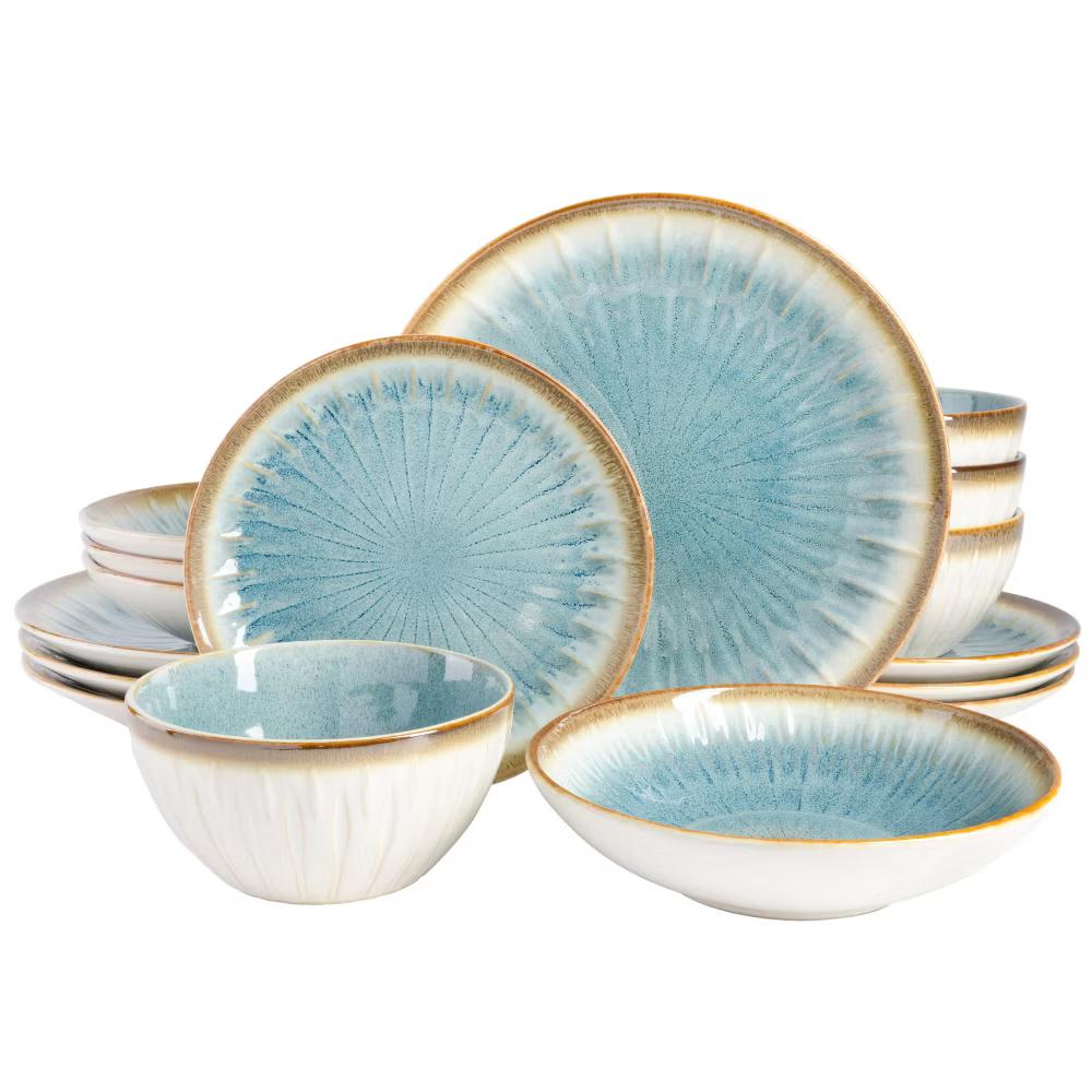 Mayfair Bay 16-Piece Embossed Double Bowl Reactive Dinnerware Set - Image 7
