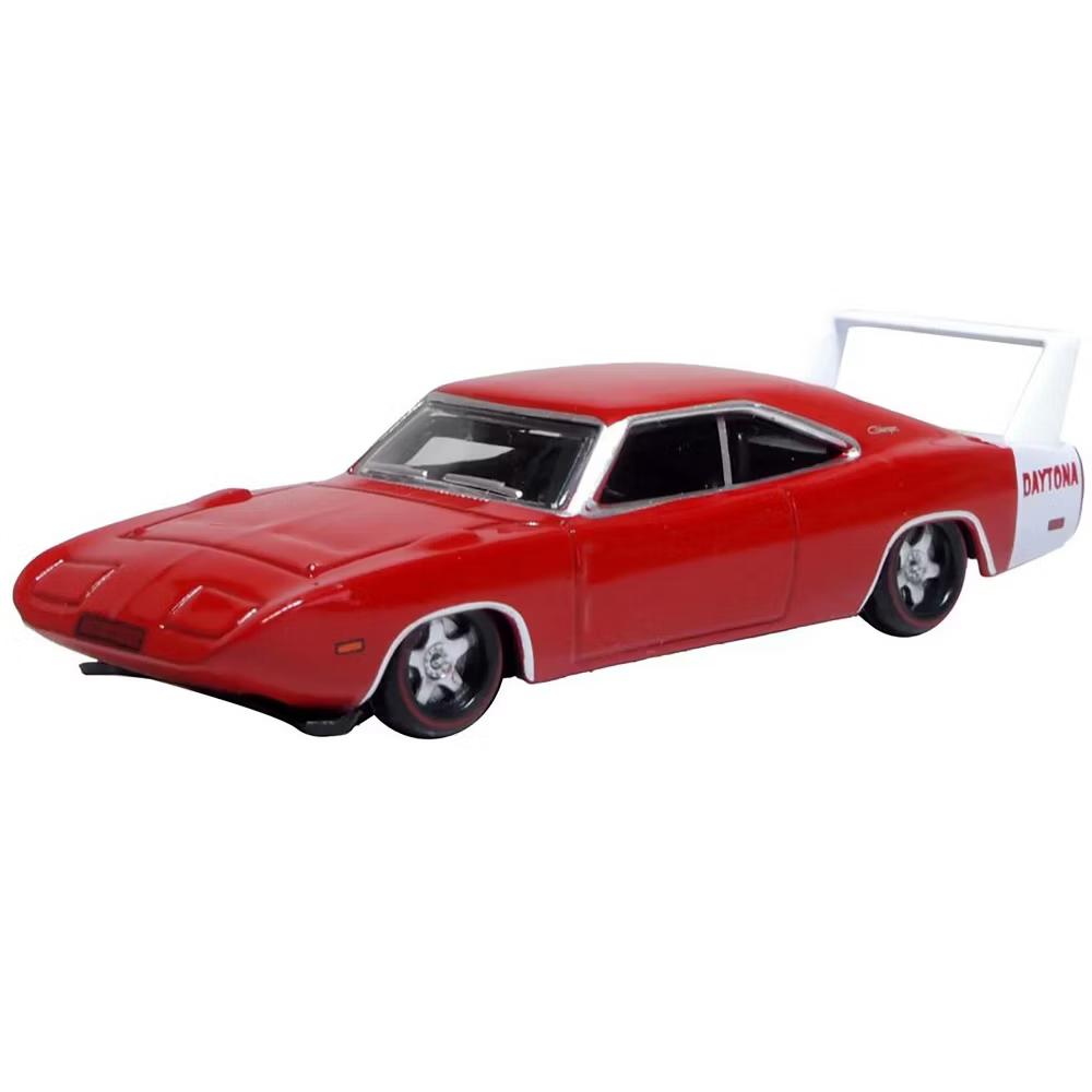 1969 Dodge Charger Daytona Red with White Stripe 1/87 (HO) Scale Diecast Model Car - Image 6