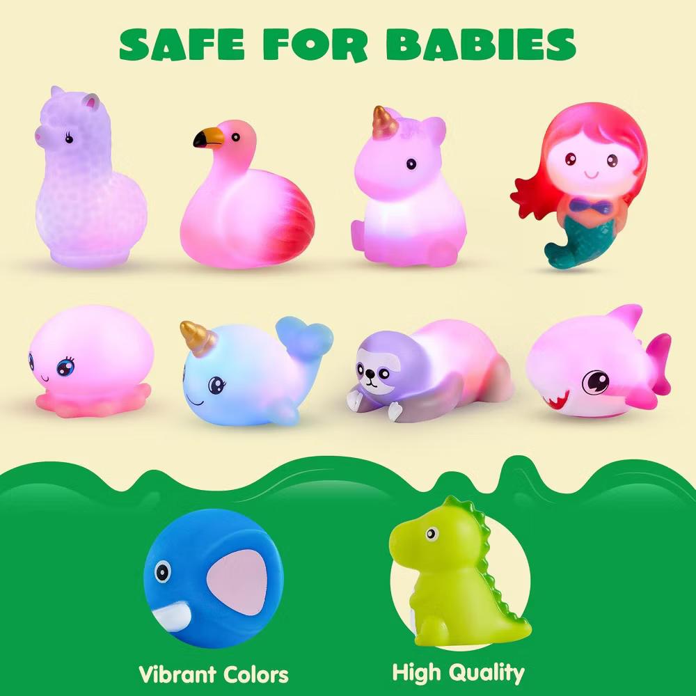 12Pcs Light Up Bath Toys, Toddler LED Bathtub Mermaid Toy, Baby Bathtime Floating Rubber Shower Toy for Infant Baby Kids Boy Girl Gift - Image 3