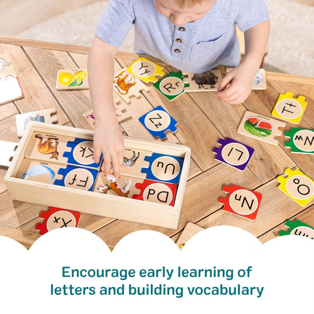 Self-Correcting Alphabet Wooden Puzzles with Storage Box 52pc: Educational Toddler Toy, Language & Motor Skills - Image 10