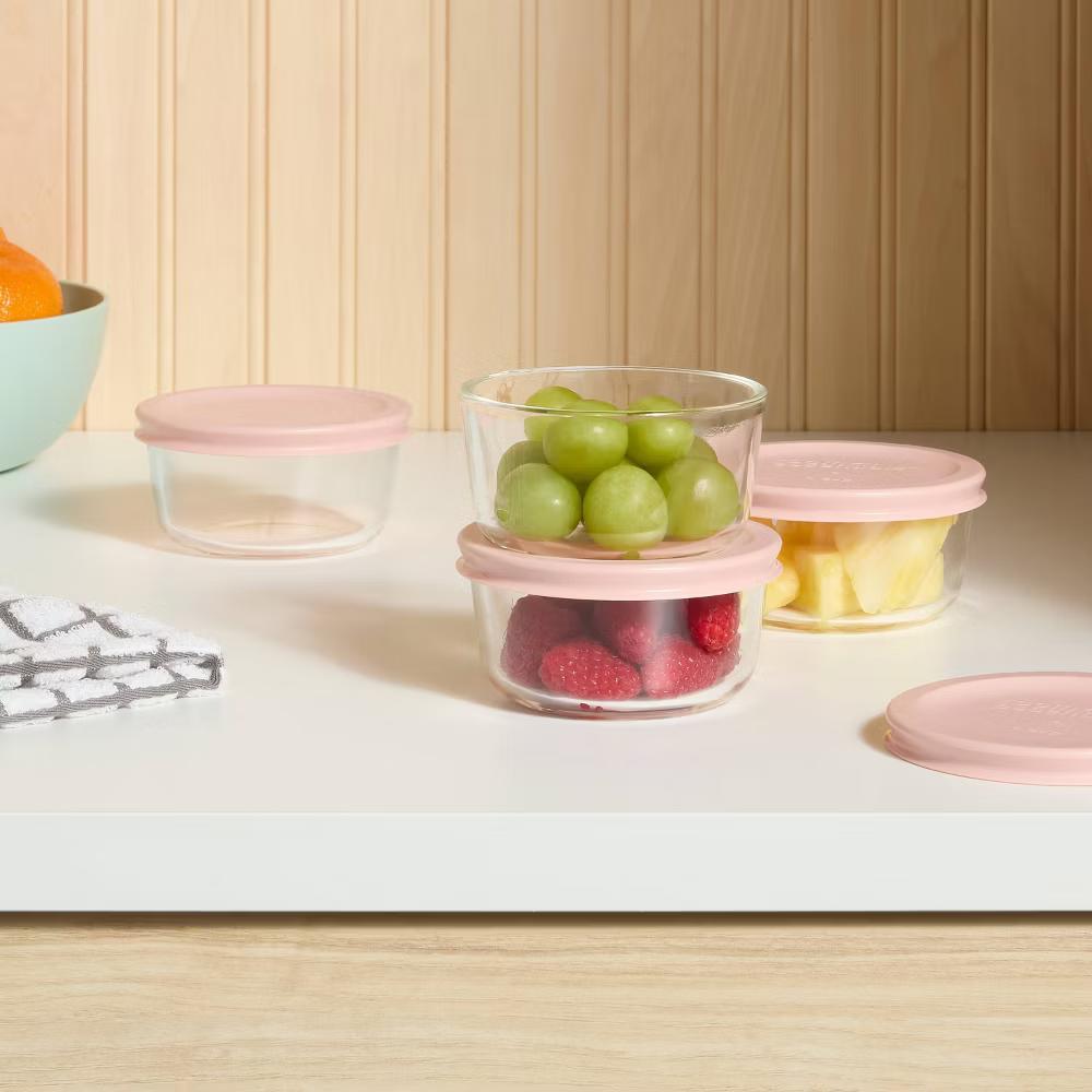 8pc (Set of 4) Round Glass Food Storage Container Set - Image 5