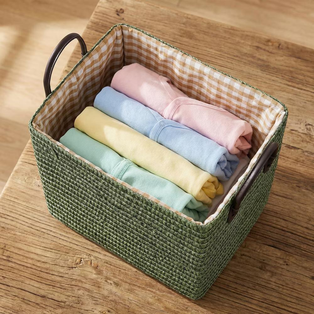 Woven Storage Basket for Clothes Shoes Organizer Bin with Handles - Image 15
