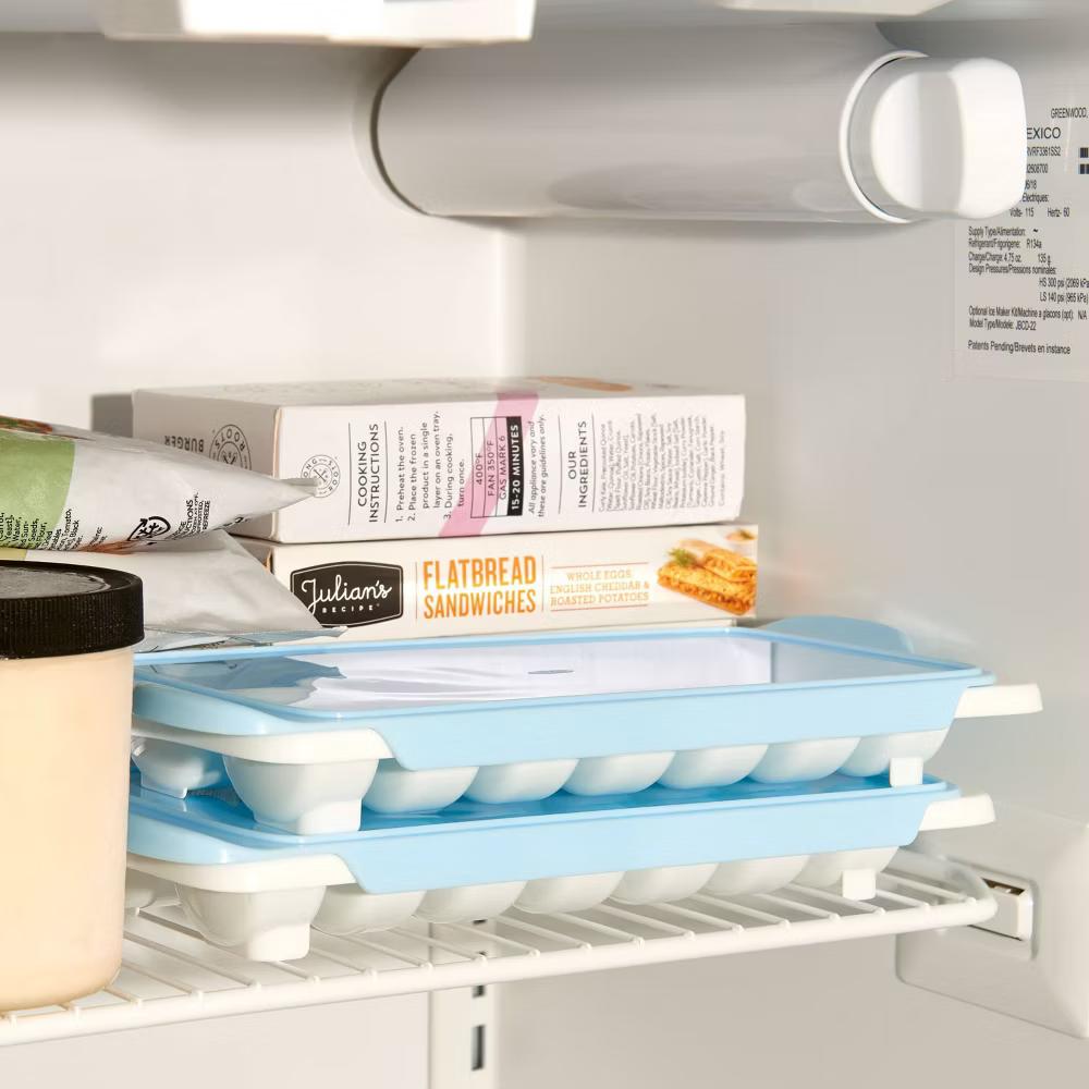 2pk Ice Cube Tray Light Blue: Plastic, 14 Cavities, Dishwasher-Safe, Ice Tray with Lid - Image 6