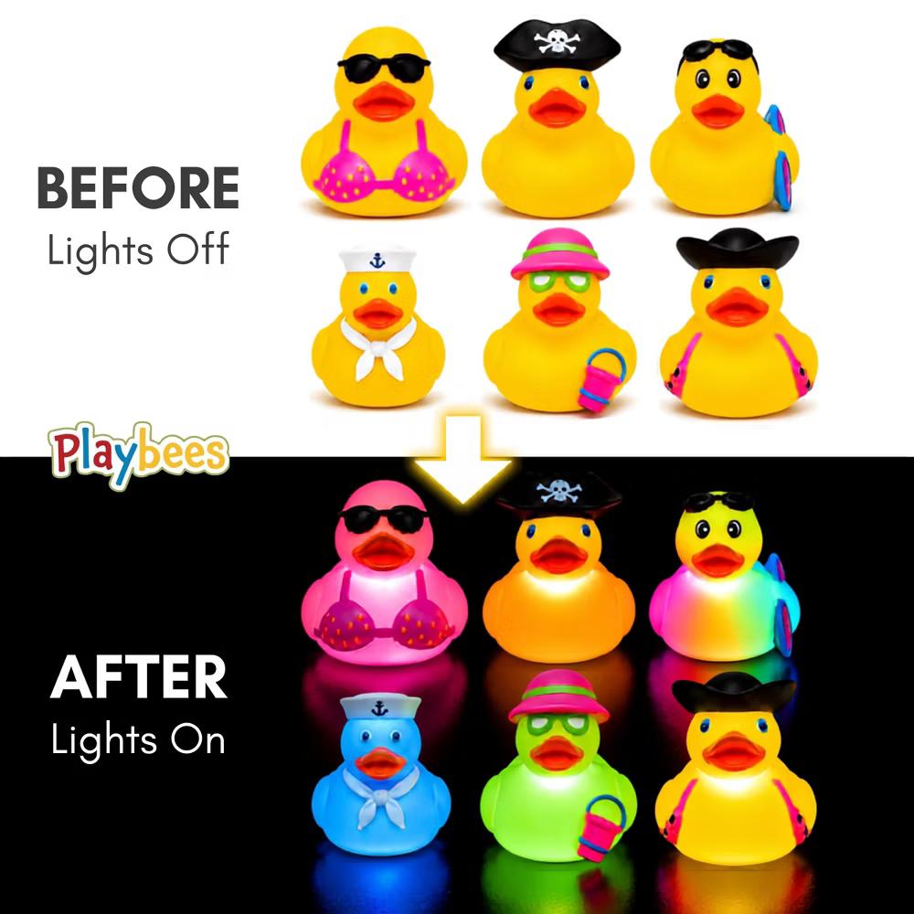 Playbees Light Up Bath Toys for Toddlers, 6 Color-Changing Rubber Ducks - Image 6