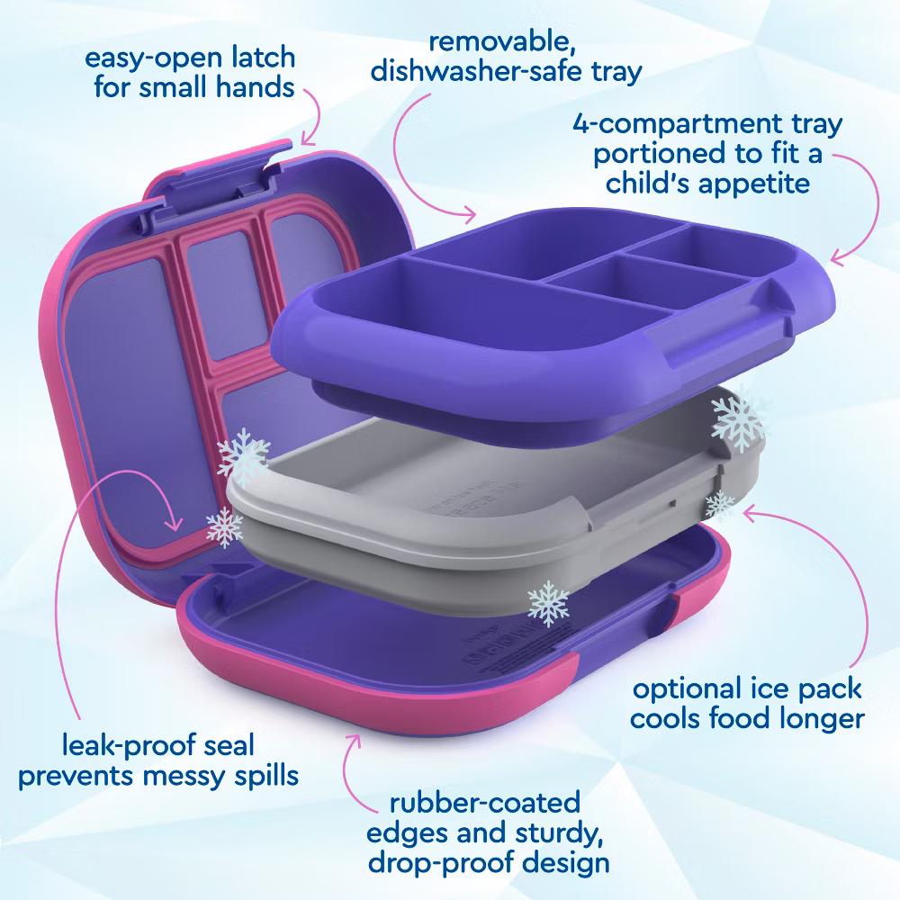 Kids' Chill Lunch Box, Bento-Style Solution, 4 Compartments & Removable Ice Pack - Image 69