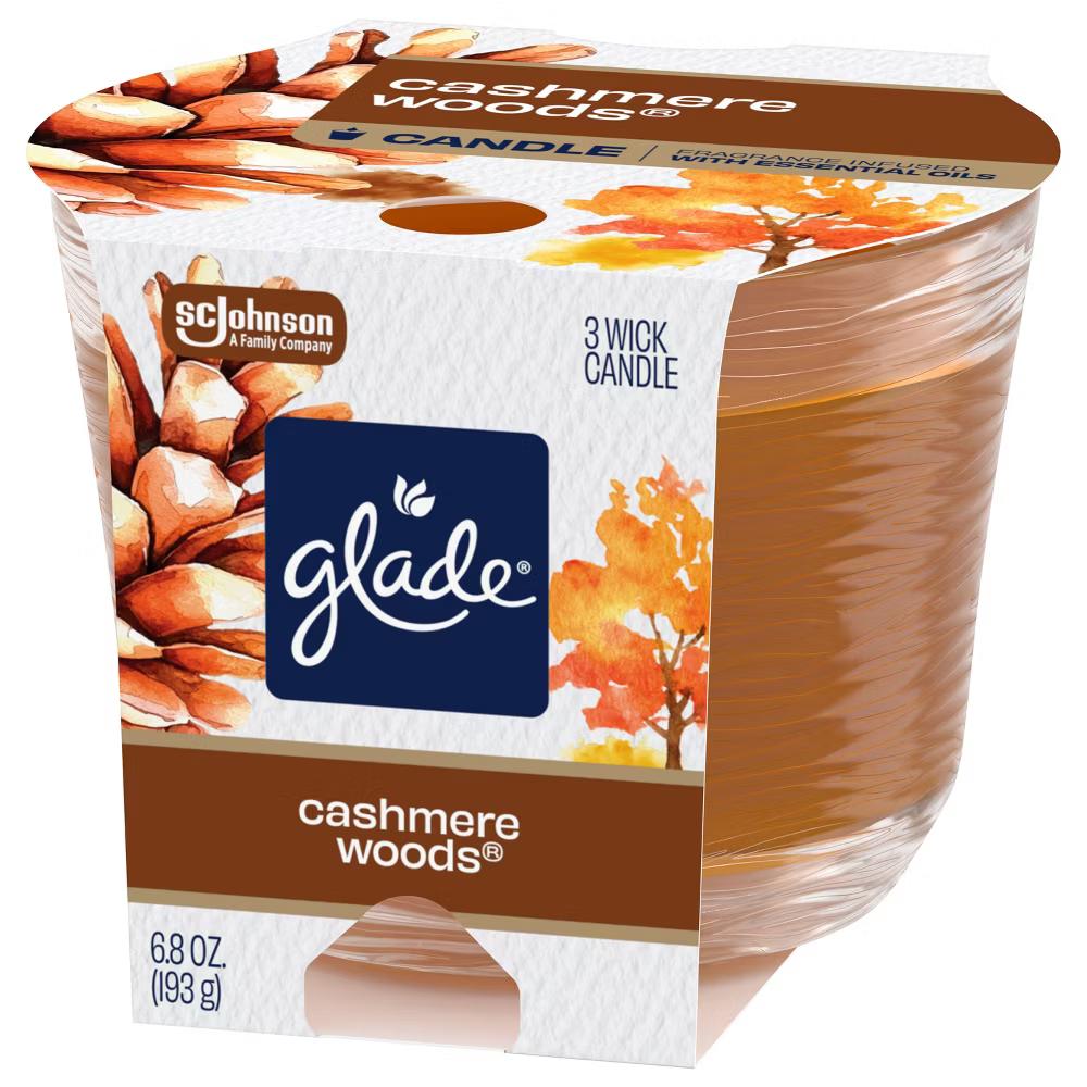 Glade 3 Wick Scented Candle in Glass Jar - Cashmere Woods - 6.8oz: Indoor Use, Jasmine, Sandalwood, Musk, 30-Hour Burn Time - Image 10