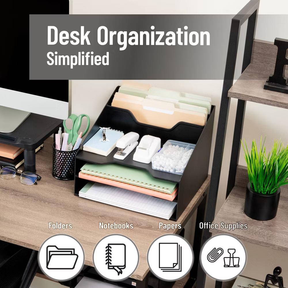 3-Tier Plastic Desk Organization Set Black - Image 6