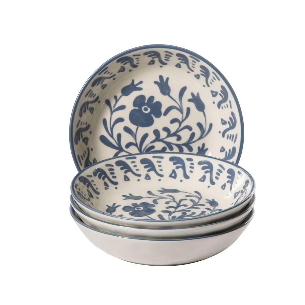 Bloomhouse - 2-Time Oprah’s Favorite Things - 4 Piece Dinner Bowl Set, 8” Stoneware Pasta Bowls, Floral Design, Dishwasher Safe - Image 5
