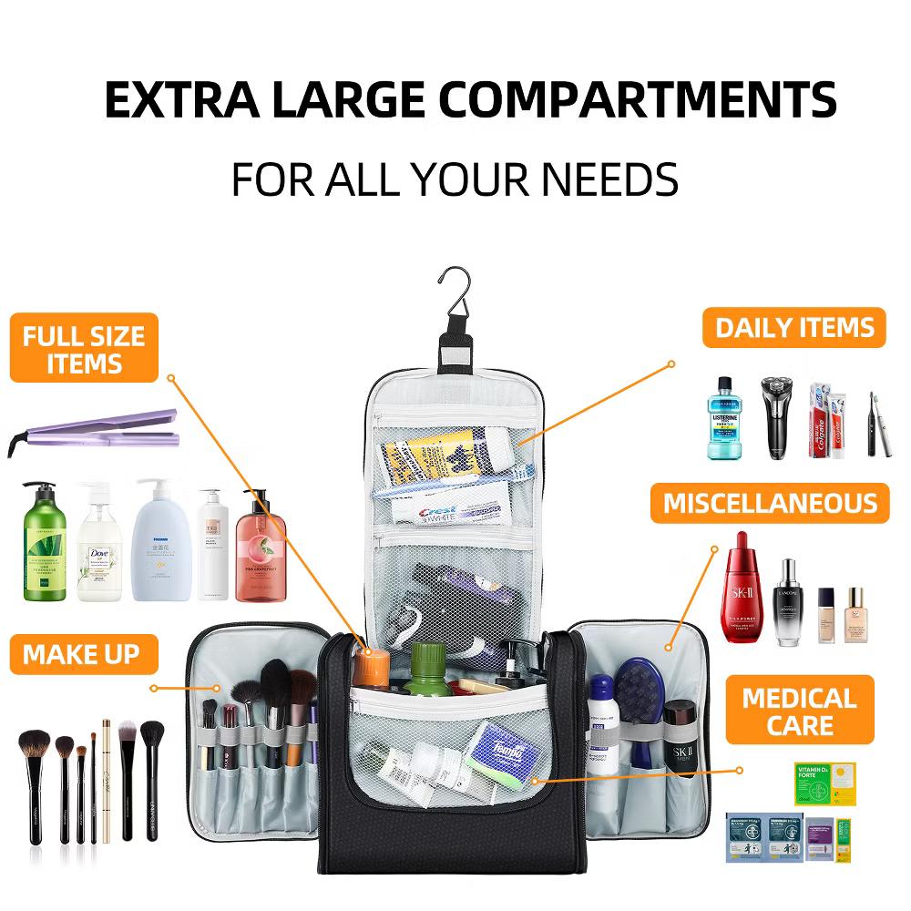 Large Capacity Toiletry Bag for Women and Men, Hanging Toiletry Organizer Cosmetics Makeup Bag - Image 3