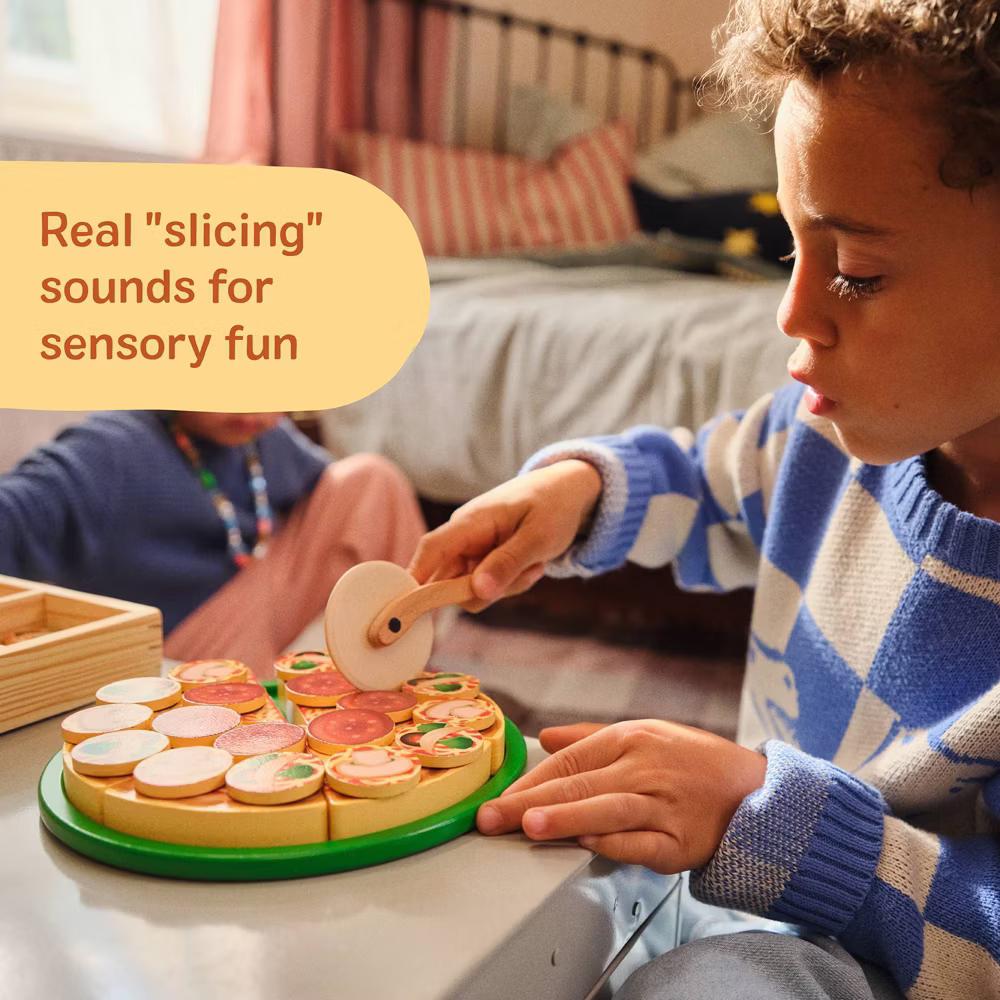 Pizza Party Wooden Pretend Play Food Set With 36 Toppings, Preschool Toy - Image 4