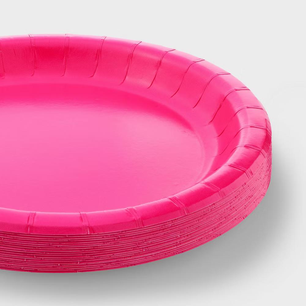 20ct 8.5" Dinner Paper Plates Hot Pink - Image 3