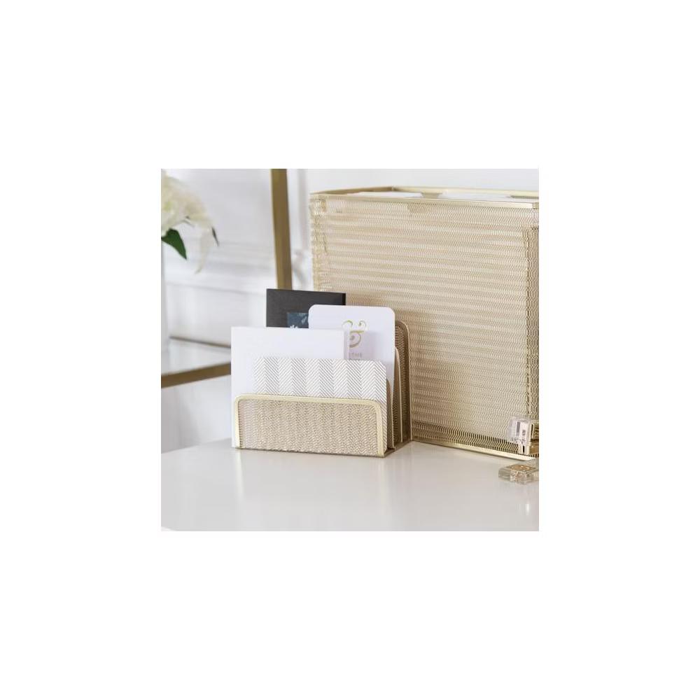 Blu Monaco 3 Tier Metal Mesh Letter Sorter - Available in Aqua, Black, Gold, Pink, Rose Gold, and White - Image 16
