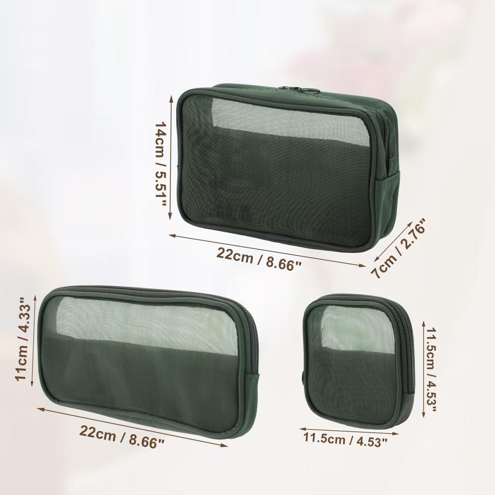 Travel Mesh Makeup Bag with Zipper 3 Pcs - Image 8