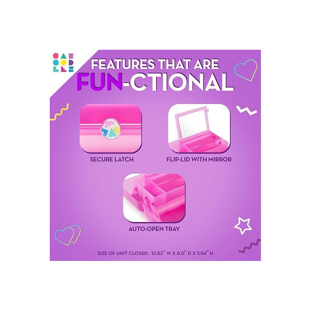 Caboodles On the Go Girl Makeup Bag -Purple Jelly Sparkle: Latches, 13" Depth, Not Travel Size - Image 5