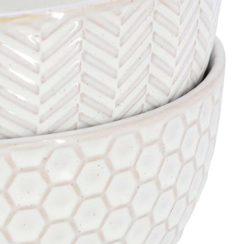 Earlhart 2 Piece 6 Inch Ribbed Stoneware Cereal Bowl Set in White - Image 12
