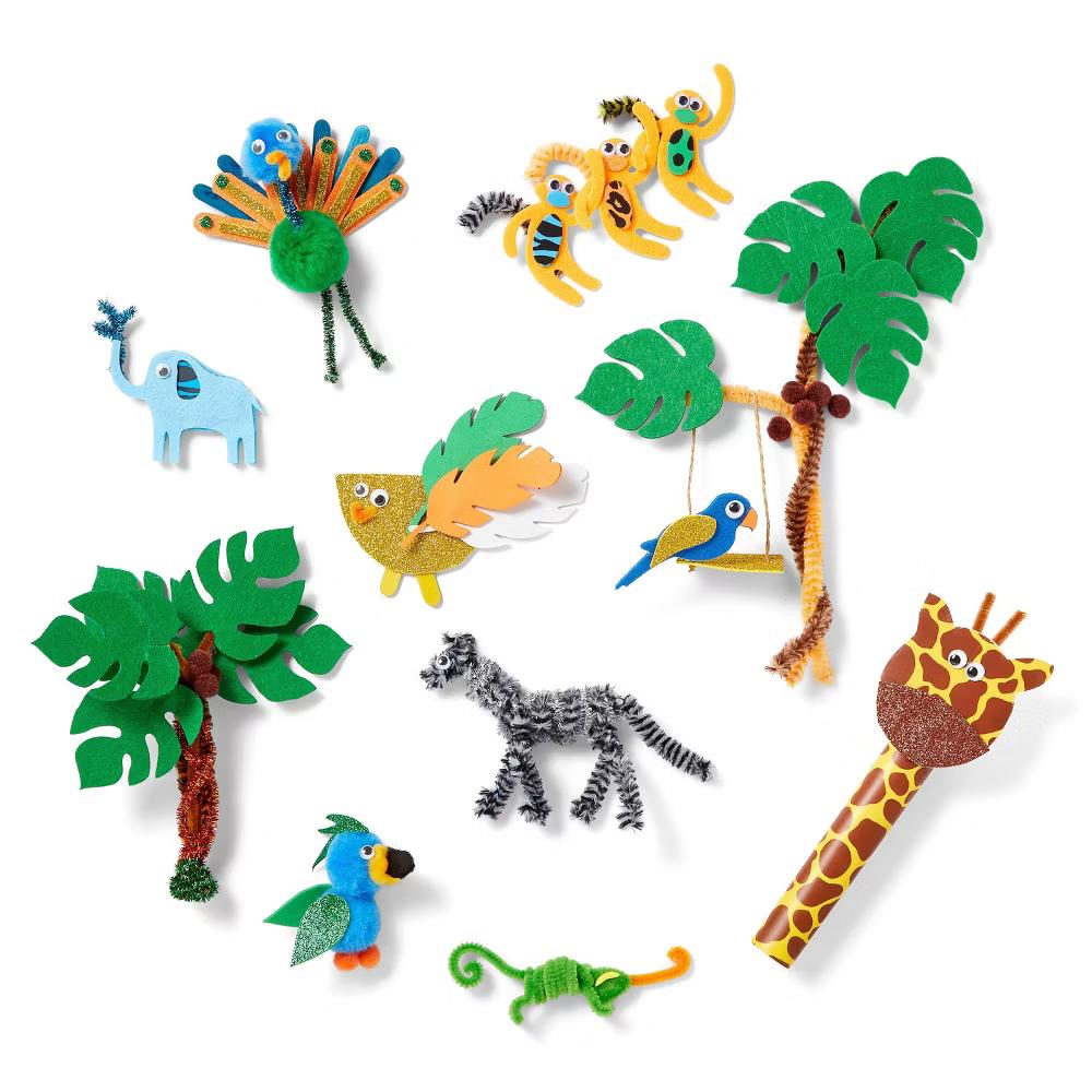 273pc Jungle Bucket of Crafts - DIY Art Kit, Includes Pom Poms, Acrylic Material, Ages 6+ - Image 2