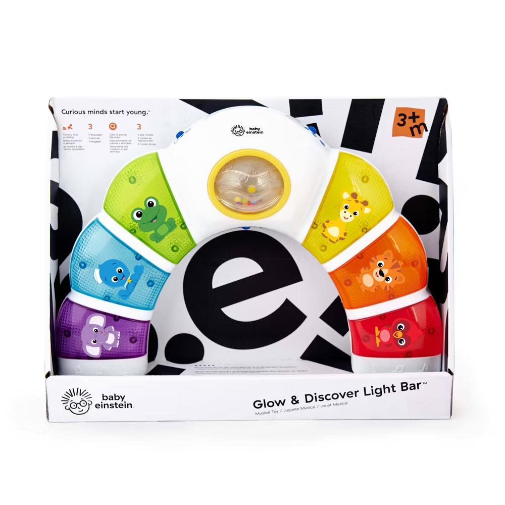 Baby Einstein Glow & Discover Light Bar Tummy Time Toy: Sensory Development, Music, Illustrated Animals, Multiple Modes - Image 2
