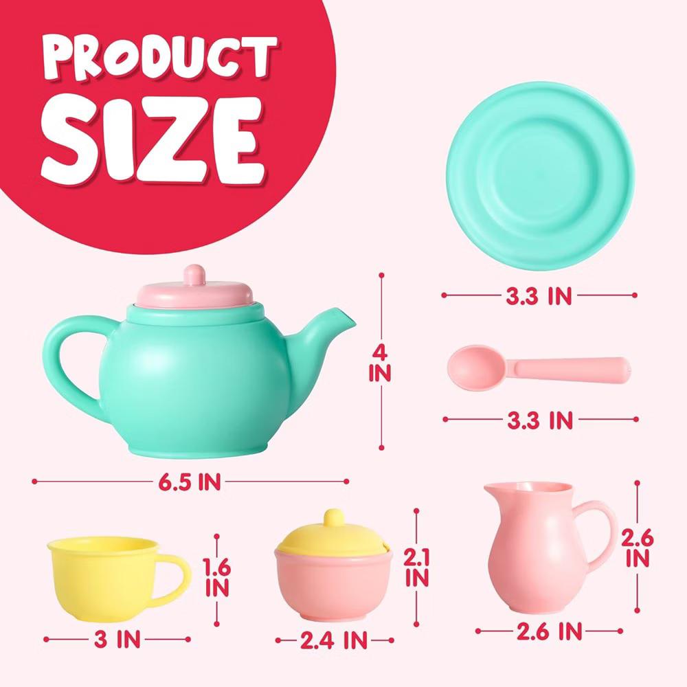 18PCS Pretend Play Tea Party Set Play Food Accessories, Plastic Tea Set, Mini Kitchen for Kids, Gifts for Toddler Boys Girls Ages 3 4 5 6 Years Old - Image 6