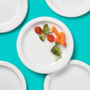 White Paper Plates 8.5" - 55ct - Disposable Dinnerware, Solid Pattern, Round Shape