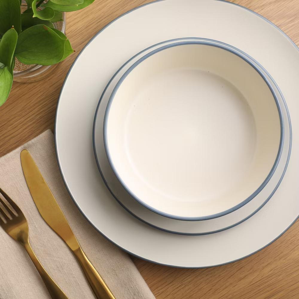 Oxford Blue Plates and Bowls Sets, 16 Piece Stoneware Dinnerware Sets for 4, Dinner Plates Dessert Plates Bowls Mugs - Image 11