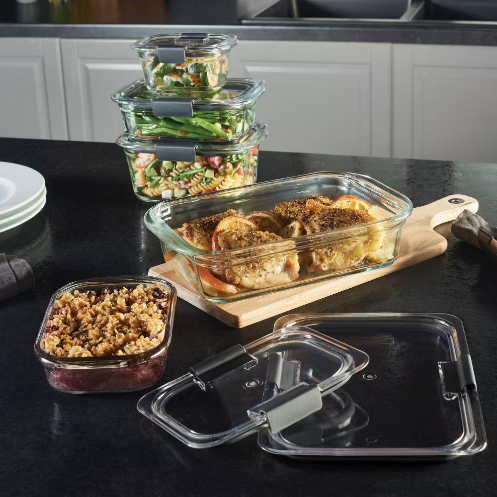 3.2 Cup/757ml Medium Brilliance Glass Clear: Glass Food Storage Container, Microwave & Oven Safe, Dishwasher Safe - Image 4
