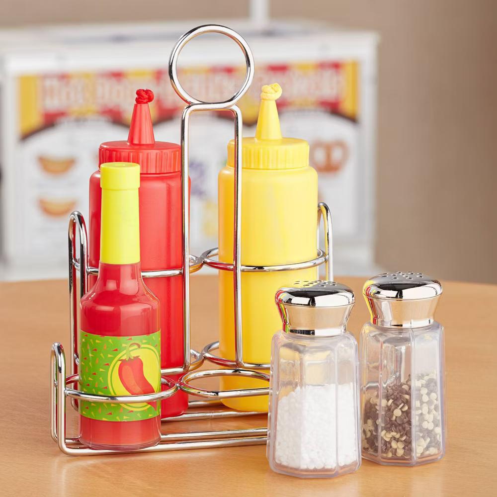 Condiments Set (6pc) - Play Food, Stainless Steel Caddy: Pretend Kitchen Toys, Fine Motor Skills - Image 5