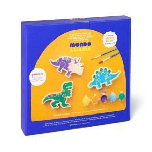 3pk Paint-Your-Own Wood Dinosaur Set - Non-Toxic Craft Kit with Acrylic Paints & Brushes for Kids 3+