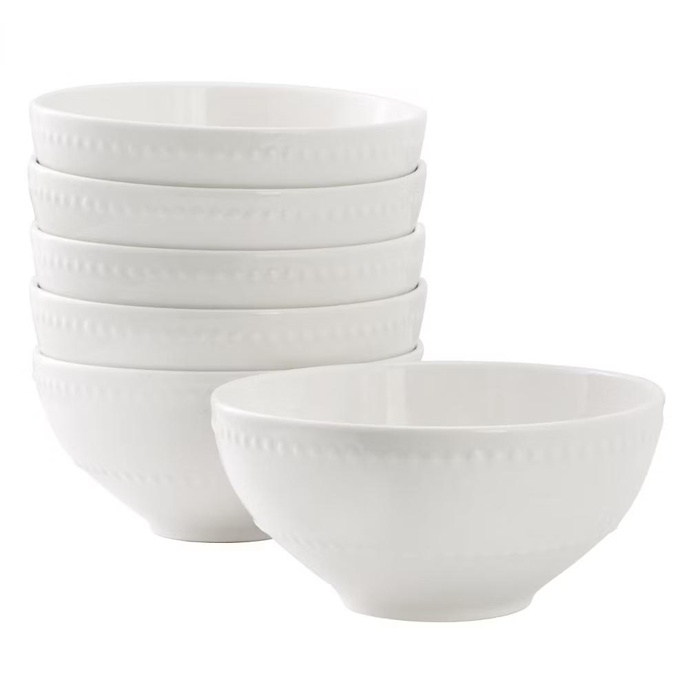 Olevia 6 Piece Stoneware Cereal Bowl Set in White, Service for 4 - Image 6