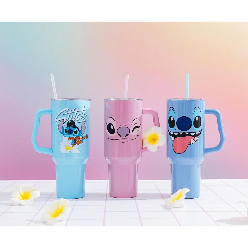 Lilo & Stitch Face Stainless Steel Tumbler With Handle | Holds 40 Ounces - Image 4