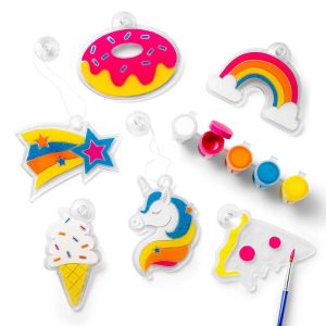 Create-Your-Own Suncatchers Kit - DIY Painting Craft Kit for Kids, Includes 2 Brushes, 20 Pieces, Ages 6+