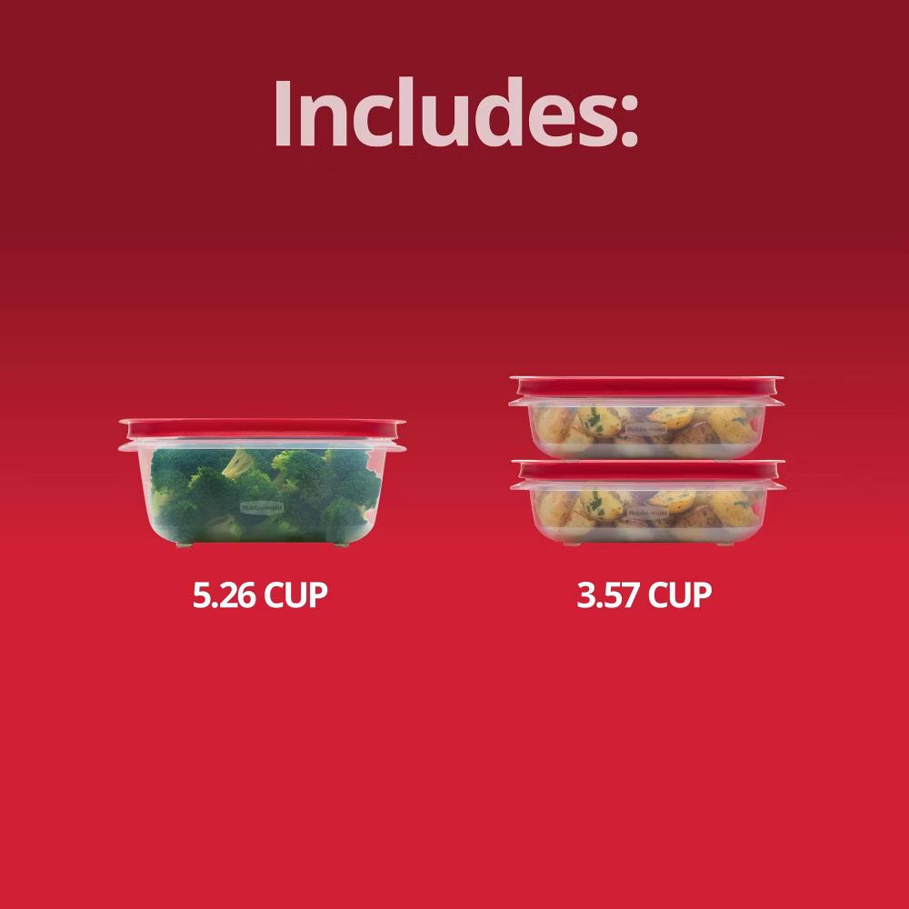 3pk Easy Store Value Medium Rectangle Food Storage Containers Red - Image 6