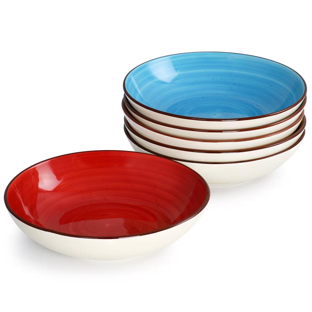 Sebastian 18 Piece Double Bowl Stoneware Dinnerware Set in Assorted Colors - Image 4