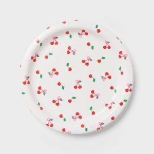 20ct Ditsy Cherry Dinner Paper Plates
