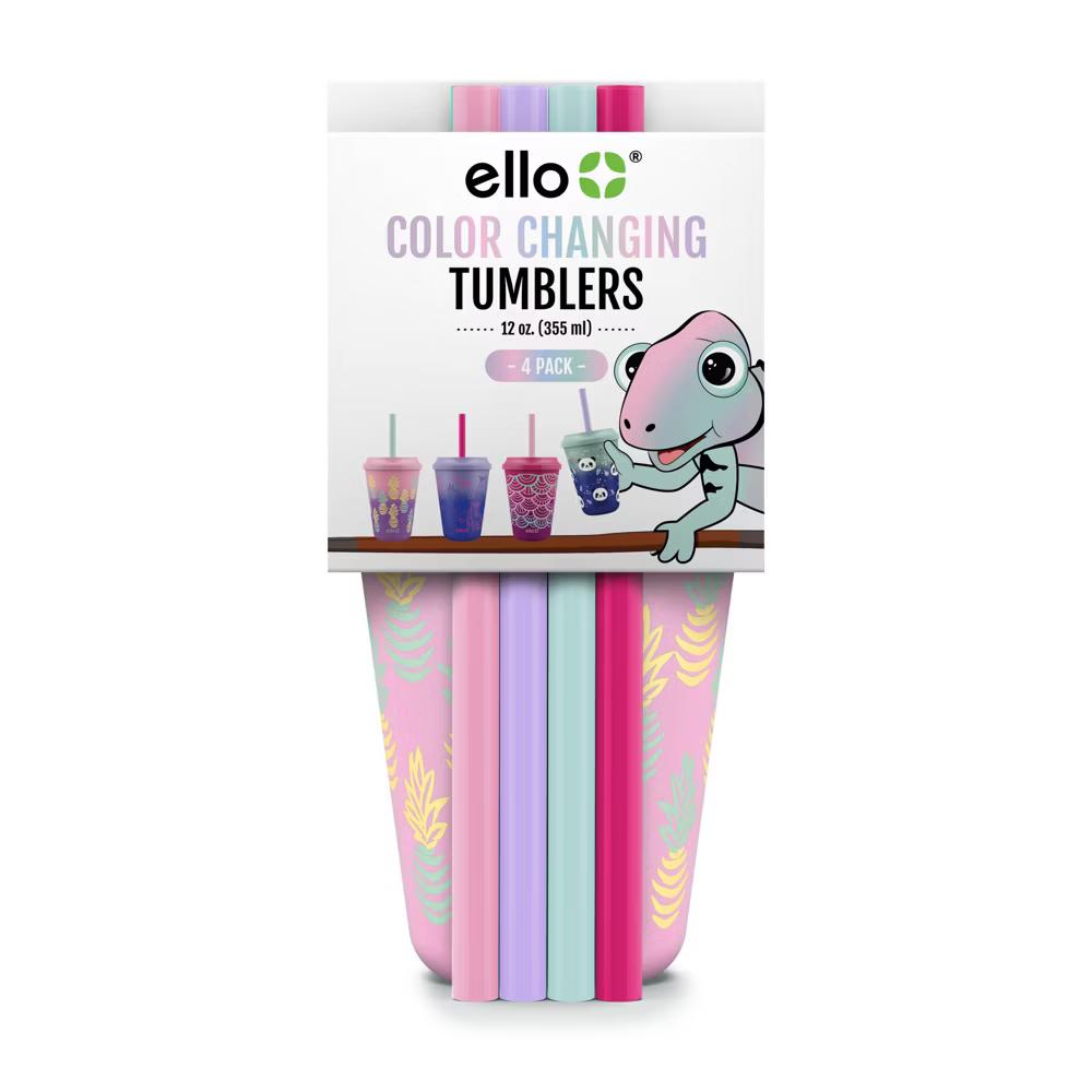 12oz 4pk Plastic Chameleon Color Changing Cups with Twist on Lids - Image 3