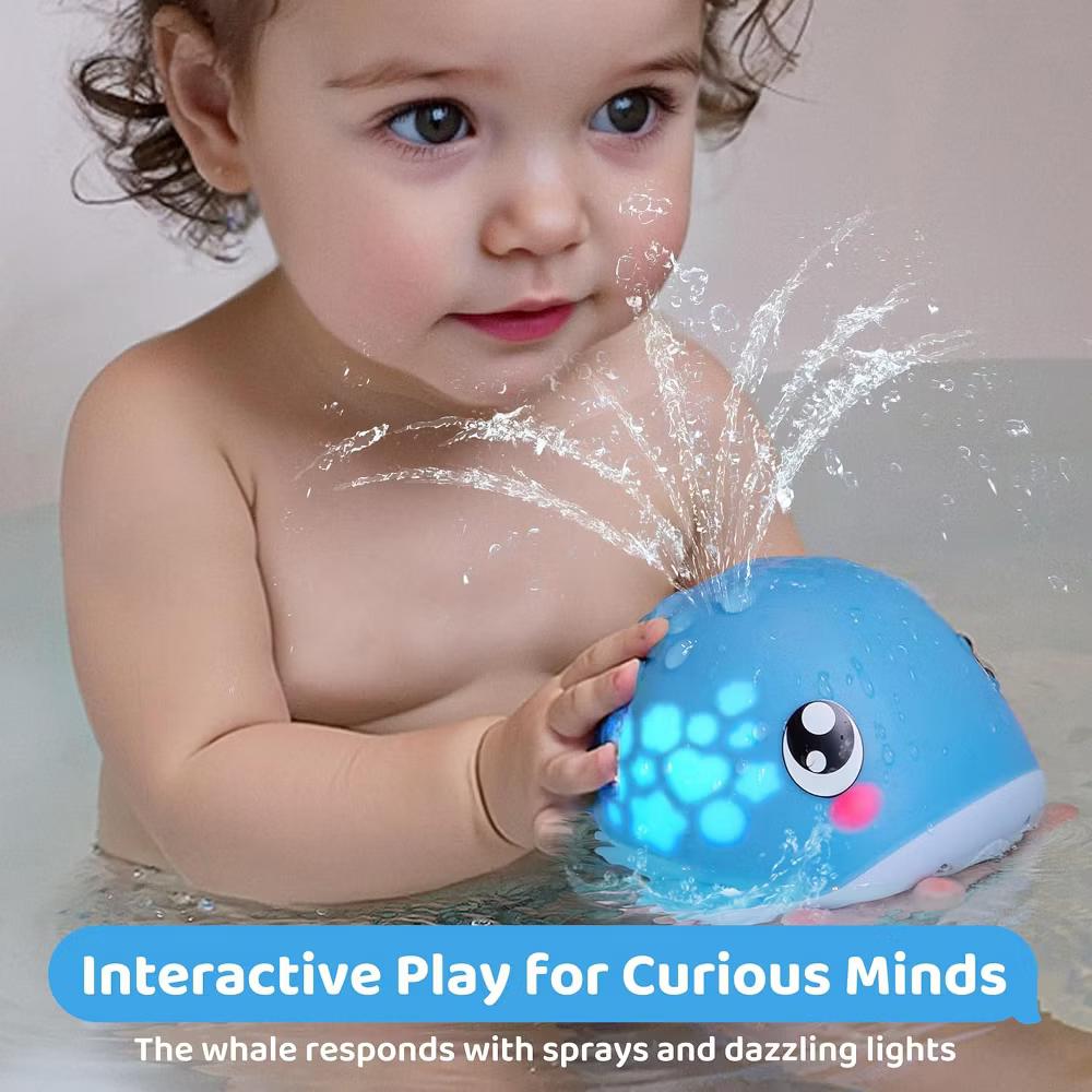 Baby Bath Toy Whale Sprinkler, Light Up Bathtub Water Toys – Water Spraying, Vibrant Colorful Lights, Gift for Babies & Toddlers 6 Months+ - Image 7