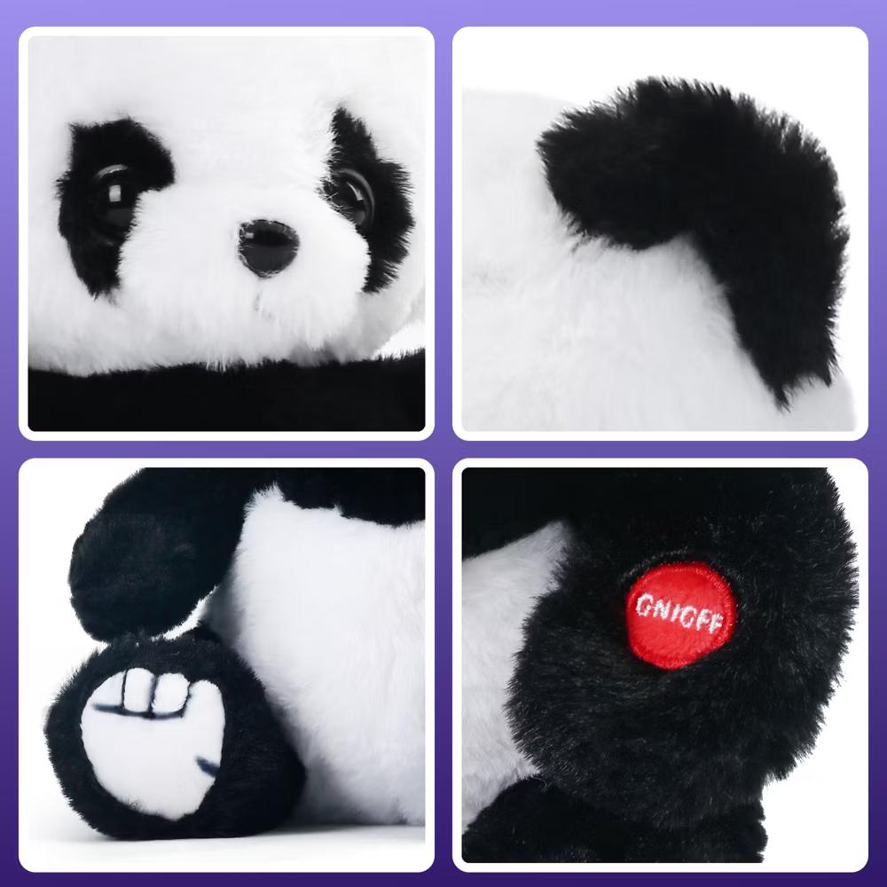 LotFancy Panda Stuffed Animal, 8 in Panda Bear Plush Toy with LED Light, Gift for Girls, Boys, Kids - Image 6