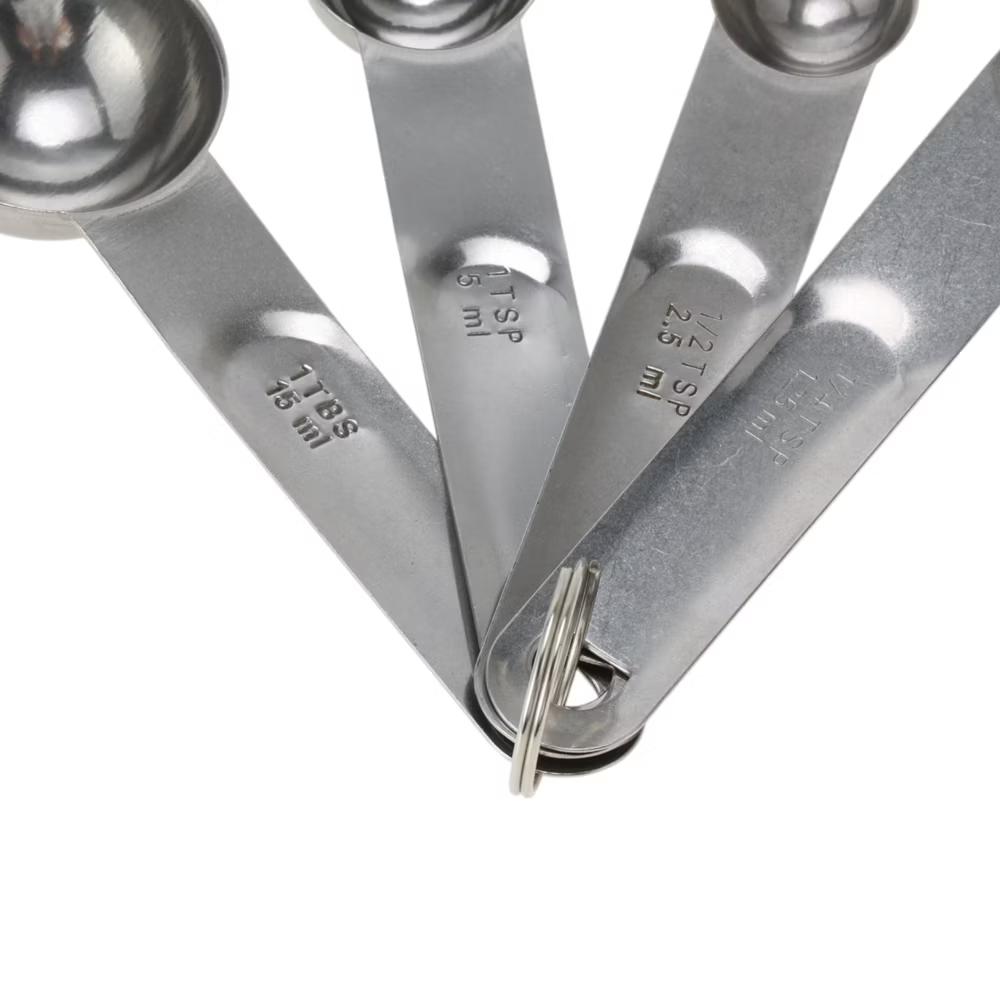 Measuring Cups 4-Piece Measuring Spoon Set Dishwasher Safe Stainless Steel Silver Tone 1 Set