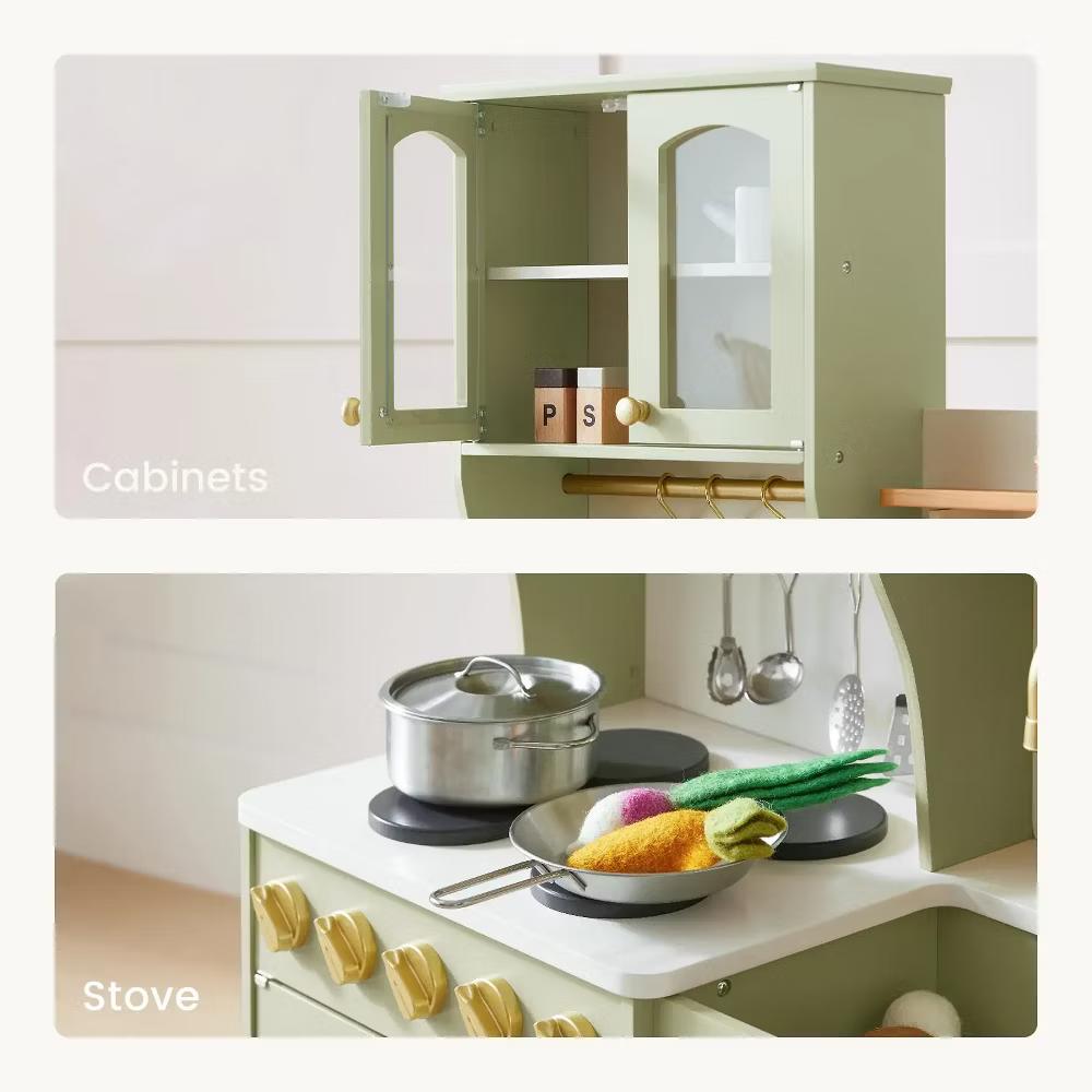 Pretend Play Kitchen for Kids - Serenity Wooden Kitchen – Blue & Green