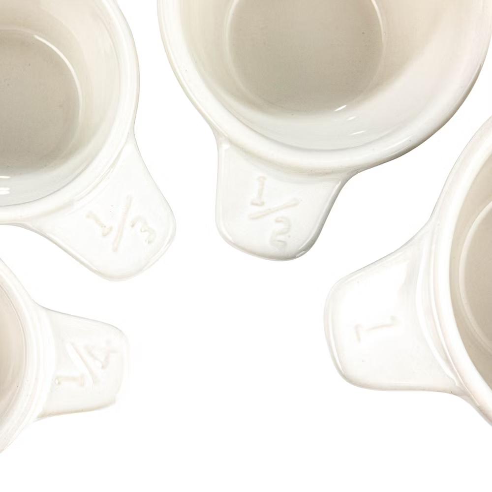 Storied Home Ceramic Measuring Cups with Polka Dots, Set of 4 Sizes, Black and White - Image 4