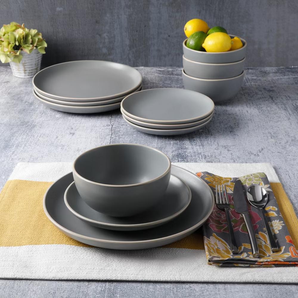 Rockaway 12 piece Dinnerware Set, Plates and Bowls Service for 4 - Image 3