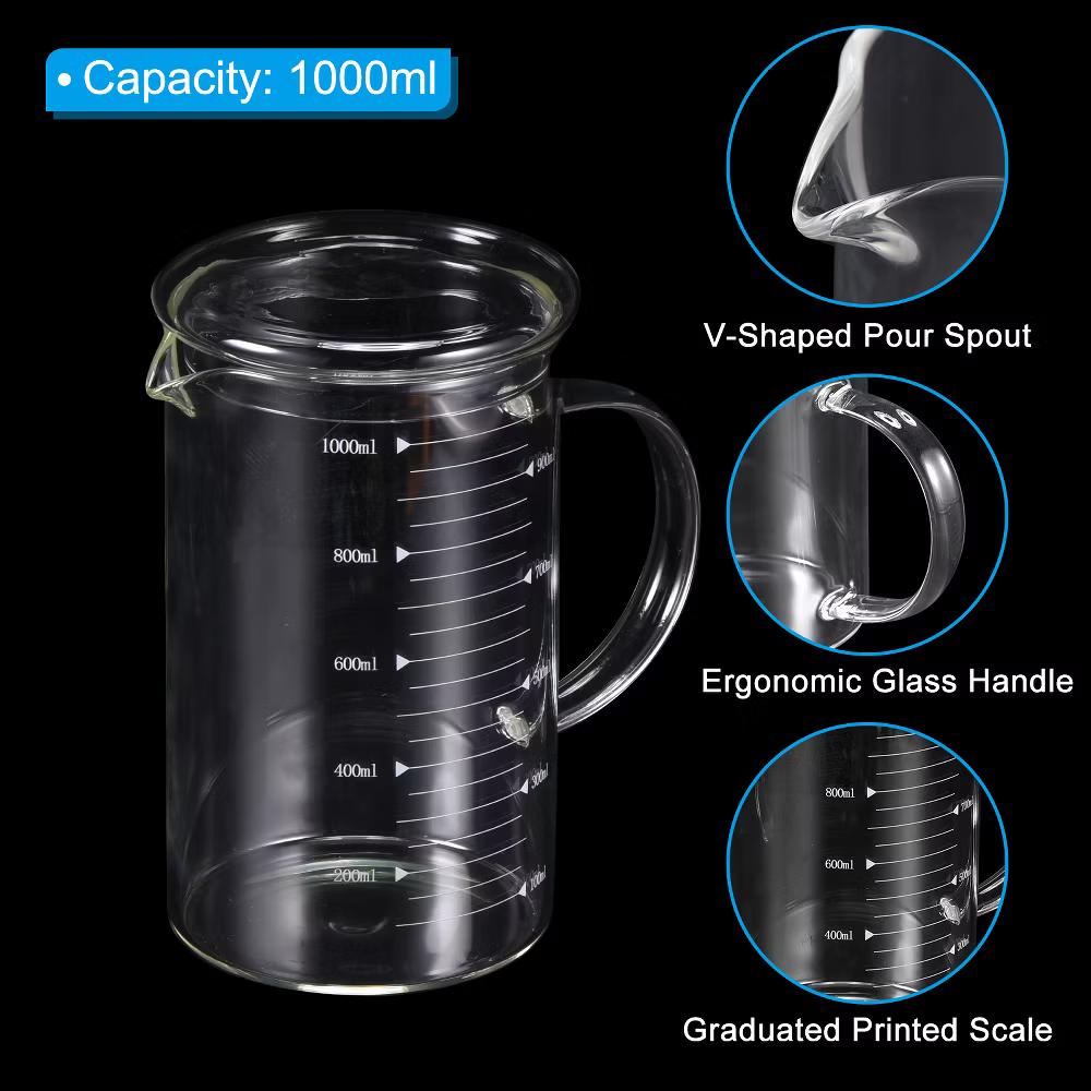 Borosilicate Glass Scale Measure Cups with Glass Lid and V-Shaped Spout - Image 27