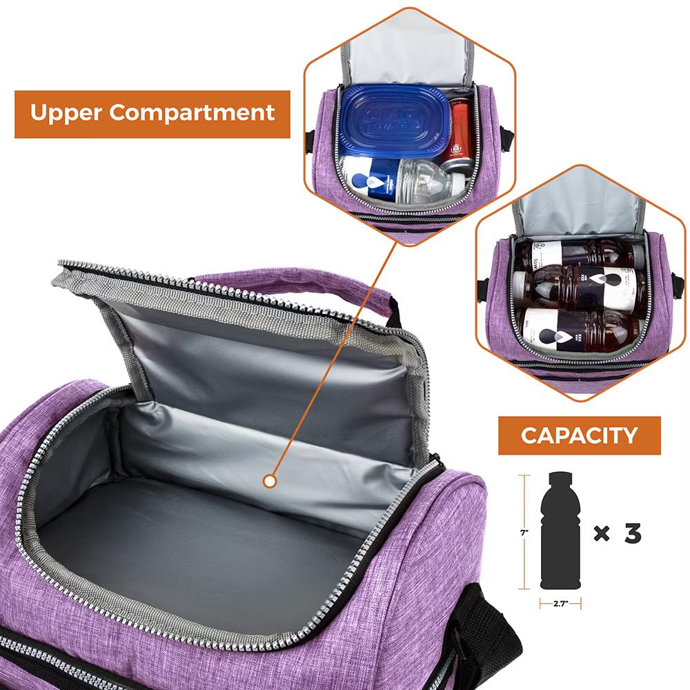 Double Decker Lunch Box Men Women, Insulated Leakproof Cooler Bag Adult Work, Dual Compartment Pail Tote Boys Girls Kids - Image 84