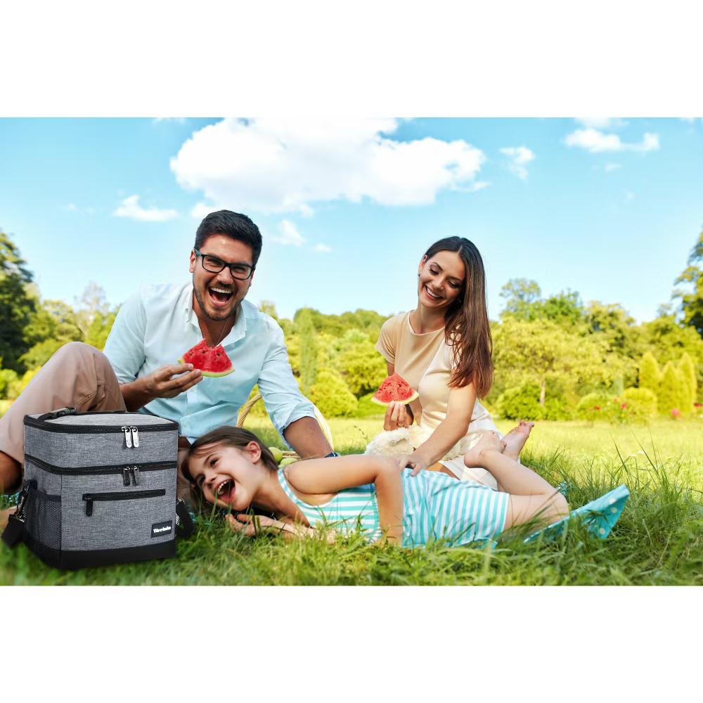 Adult Lunch Bag with Water Pockets, Insulated Dual Compartment Lunch Tote with Zipper Pocket, Leakproof Lunch Box for Men Women - Image 20
