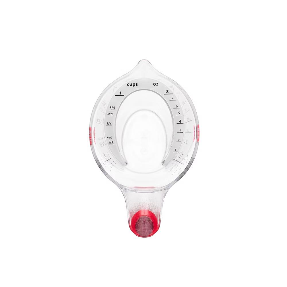 1Cup Angled Measuring Cup: Dishwasher-Safe Polypropylene, Clear & Red, Includes 1/8 to 1 Cup, Lifetime Warranty - Image 3