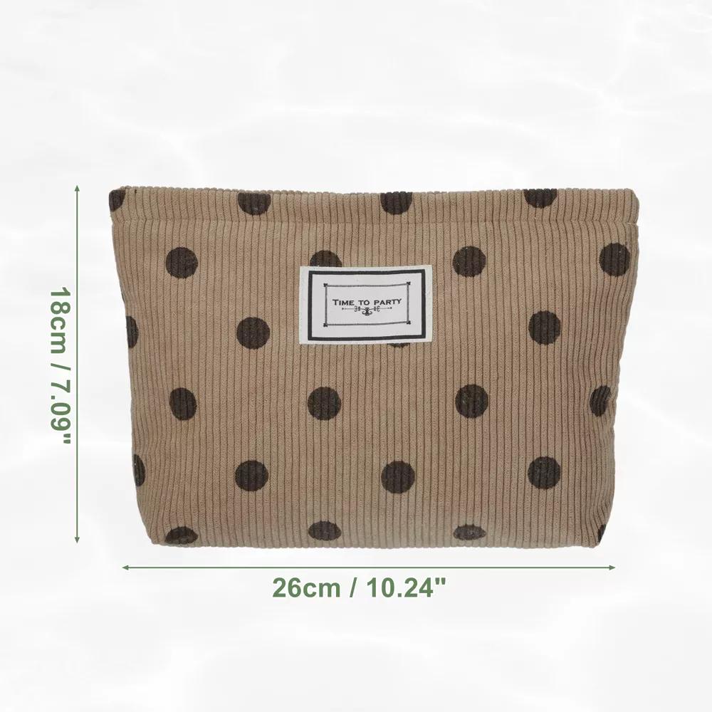 Portable Corduroy Polka Dot Makeup Bags and Organizers 1 Pc - Image 4