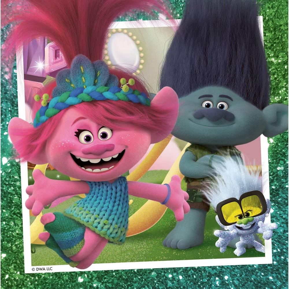 Trolls Puzzle Set 3pk: Creative Thinking, Cardboard, Includes Three 49-Piece Kids Puzzle Sets - Image 2