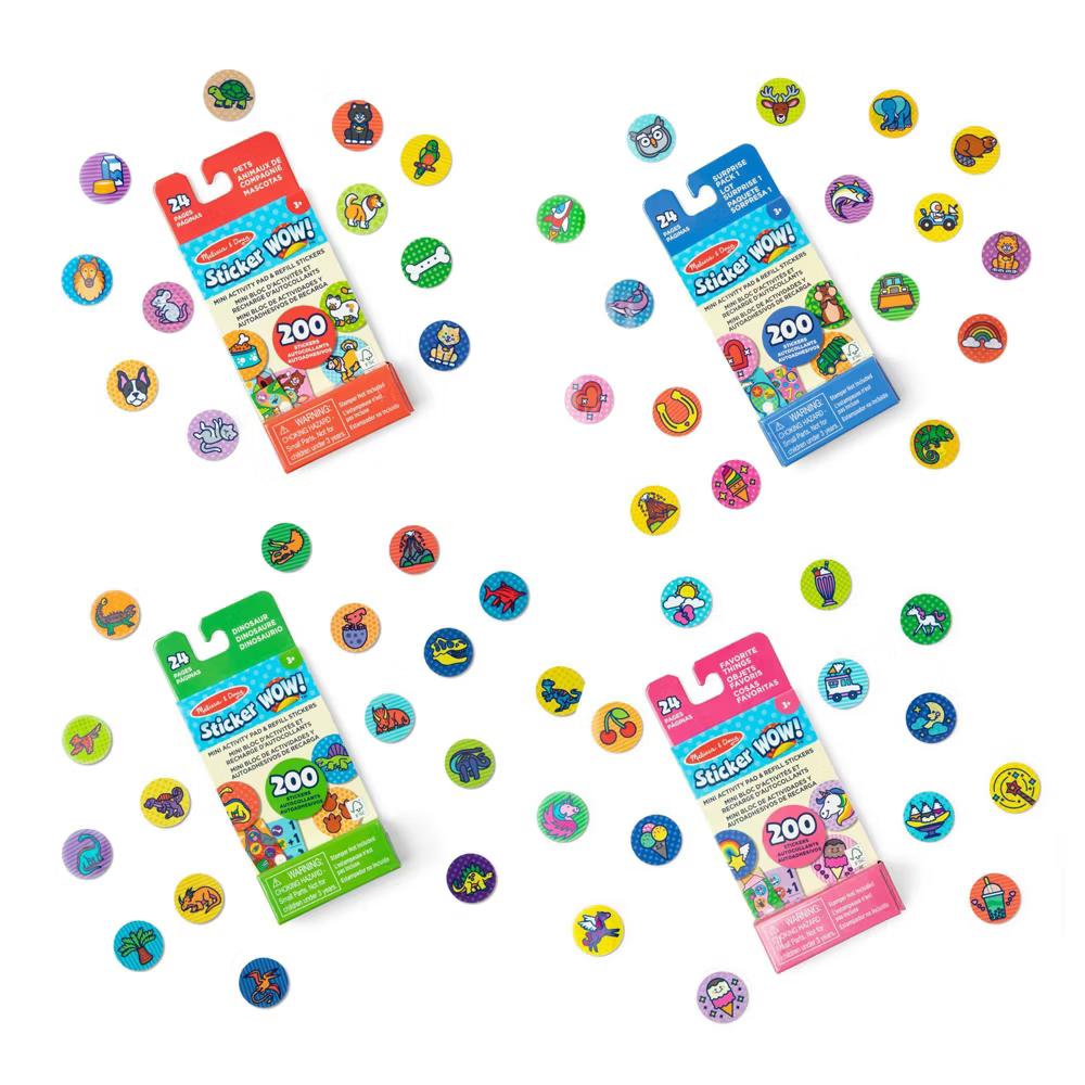 Sticker WOW!™ Mini Activity Pad and Refill Stickers 4-Pack (Dinosaur, Pets, Favorite Things, Surprise Pack 1): Animals Theme, 1200 Count - Image 4