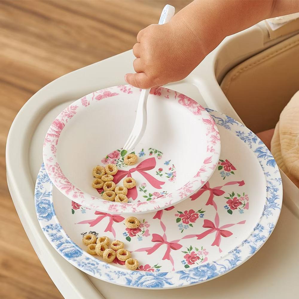 4pc Melamine Itzy Bistro Toddler Feeding Dining Set, Plate, Bowl, Fork and Spoon - Image 7